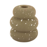 Present Time Candle Holder Speckles Rings Cement